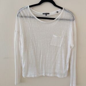Vince White Sheer Long Sleeve Top